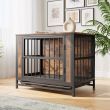 Wooden Dog Crate Furniture with 2 Sliding Doors and Removable Tray (size: 32.8" x 20.11" x 26.26")