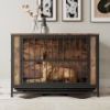Wooden Dog Crate Furniture with 2 Sliding Doors and Removable Tray