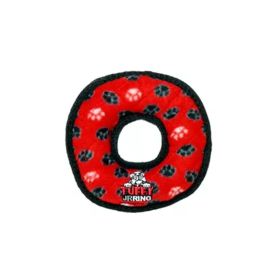 Tuffy Ring Dog Toy (Color: Red & Paws- S)