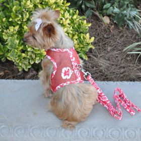 Cool Mesh Harness Hawaiian Hibiscus (Color: RED, size: SMALL)