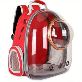 Pet Carrier Backpack, Space Capsule Bubble Cat Backpack Carrier, Waterproof Pet Backpack Outdoor Use (Color: RED)