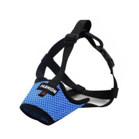 Dog Muzzle,Soft Nylon Muzzle Anti Biting Barking Chewing,Air Mesh Breathable Drinkable Adjustable Loop Pets Muzzle (Color: BLUE, size: S)