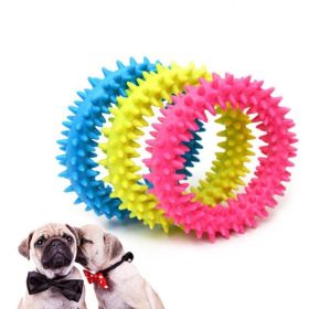Pet Dog Toy Non-Toxic Rubber Cute Round Play Durable To Chew Toys Dog Tooth Cleaning Molar Training Safe Toy Pet Supplies (Color: BLUE)
