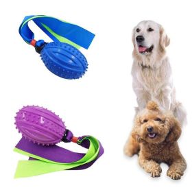TPR Sounding Ribbon Ball Molar Bite-resistant Dog Toy Ball Training Webbing Pet Supplies (Color: RED)