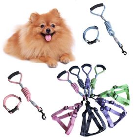 1 Set Pet Supplies Pet Chest and Back Cover Linen Plain Handle Round Rope Explosion-proof Punch Adjustable Traction Rope (Color: BLUE, size: 2)