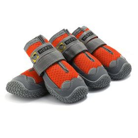 Waterproof Booties, Non-Skid Breathable Socks Paw Protectors with 3m Reflective (Color: Orange, size: M)