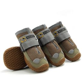 Waterproof Booties, Non-Skid Breathable Socks Paw Protectors with 3m Reflective (Color: brown, size: L)