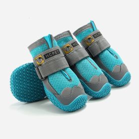 Waterproof Booties, Non-Skid Breathable Socks Paw Protectors with 3m Reflective (Color: BLUE, size: L)