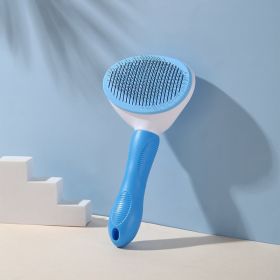 Pet Comb Stainless Steel Needle Comb Dog And Cat Hair Removal Floating Hair Cleaning Beauty Skin Care Pet Dog Cleaning Brush (Color: BLUE)