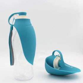 Accompanying Pet Drinking Cup Fountain Portable Storage Grain Kettle Portable Drinking Fountain Outdoor Drinking Water Tool (Color: BLUE)