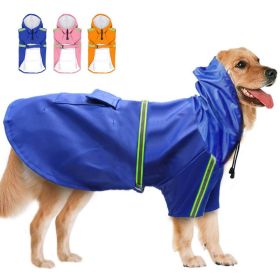 Waterproof Dog Raincoat Leisure Lightweight Dog Coat Jacket Reflective Rain Jacket with Hood for Small Medium Large Dogs (Color: BLUE)