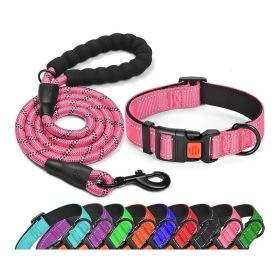 cNo Pull Dog Harness; Adjustable Nylon Dog Vest & Leashes For Walking Training; Pet Supplies (Color: pink, size: L)