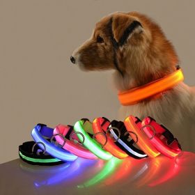 Glow-In-The-Dark Pet Collar For Dog & Cat; LED Dog Collar For Night Walking; USB charging (Color: RED, size: XL)
