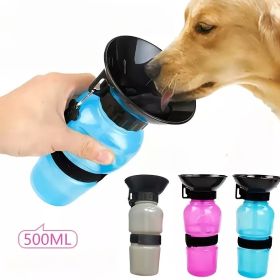 1pc Dog Water Bottle; Plastic Dog & Cat Water Bottle Mug 500ml For Outdoor Travel (Color: BLUE)