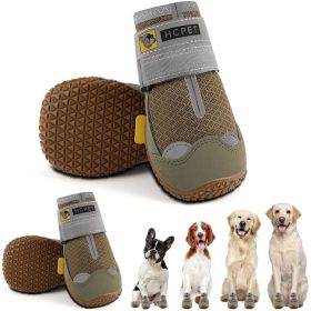 Dog Boots Breathable Dog Shoes for Small-Medium-Large Dogs; Waterproof Anti-Slip Puppy Booties Paw Protector for Hot Pavement Winter Snow Hiking with (Color: Black-waterproof, size: #7 (width 2.55 inch) for 63-78 lbs)