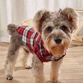 Pet Plaid Shirt for Small & Medium Dogs; Classic Dog Shirt Dog Polo T-Shirt; Pet Apparel (Color: RED, size: XL)