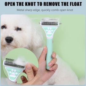 Dog Brush Pet Hair Remover Double Sided Open Knot Comb Dog Dematting Tool Deshedding Dog Brush - Double-Sided Pet Hair Remover For Cats & Dogs - Under (Color: BLUE)