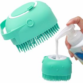 Pet Dog Shampoo Massager Brush Cat Massage Comb Grooming Scrubber Shower Brush For Bathing Short Hair Soft Silicone Brushes (Color: BLUE)