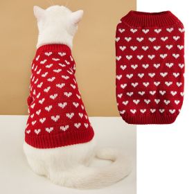 Pet Dog Sweater Turtleneck Dog Knitwear Warm Pet Sweater (Color: RED, size: XL)