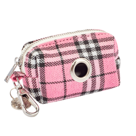 Waste Bag Holder - Neoprene or Denim Material (Color: Pink Plaid)
