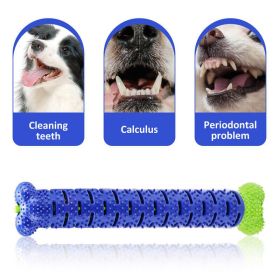 Dog Toys Toothbrush TPR Chew Bite Teeth Cleaning Pet Molar Brushing Stick Dogs Toothbrush Chewing Bite Toy Durable Chewing (Color: BLUE)