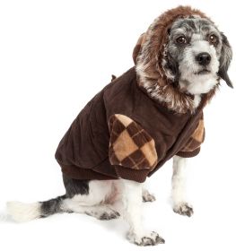 Designer Patterned Suede Argyle Sweater Pet Jacket (size: Large)