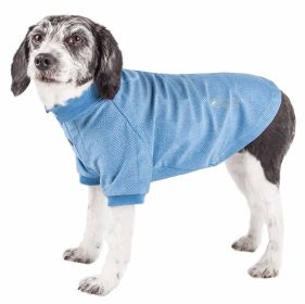 Pet Life Active 'Fur-Flexed' Relax-Stretch Wick-Proof Performance Dog Polo T-Shirt (Color: BLUE, size: Large)