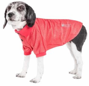 Pet Life Active 'Fur-Flexed' Relax-Stretch Wick-Proof Performance Dog Polo T-Shirt (Color: RED, size: X-Small)