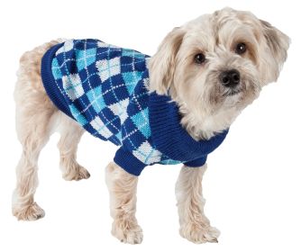 Argyle Style Ribbed Fashion Pet Sweater (size: SMALL)