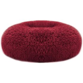 Pet Dog Bed Soft Warm Fleece Puppy Cat Bed Dog Cozy Nest Sofa Bed Cushion L Size (Color: RED, size: L)