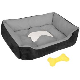 Pet Dog Bed Soft Warm Fleece Puppy Cat Bed Dog Cozy Nest Sofa Bed Cushion Mat (Color: Black, size: XL)