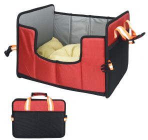 Pet Life 'Travel-Nest' Folding Travel Cat and Dog Bed (Color: RED, size: SMALL)