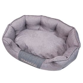 Touchdog 'Concept-Bark' Water-Resistant Premium Oval Dog Bed (Color: Grey, size: Medium)