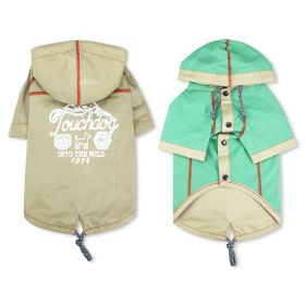 Touchdog 'Cloudburst' Waterproof Reversible Dog Raincoat (Color: Khaki, size: Medium)