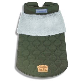 Touchdog 'Furrost-Bite' Fur and Fleece Fashion Dog Jacket (Color: Green, size: Large)