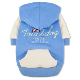 Touchdog 'Heritage' Soft-Cotton Fashion Dog Hoodie (Color: BLUE, size: Medium)