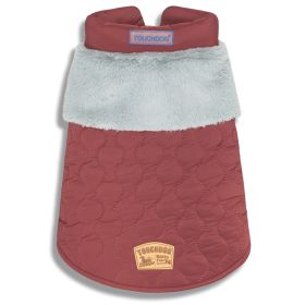 Touchdog 'Furrost-Bite' Fur and Fleece Fashion Dog Jacket (Color: RED, size: Medium)
