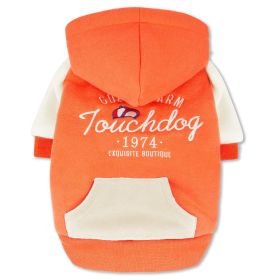 Touchdog 'Heritage' Soft-Cotton Fashion Dog Hoodie (Color: Orange, size: Large)