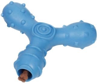 Pet Life 'Tri-Chew' Treat Dispensing and Chewing Interactive TPR Dog Toy (Color: BLUE)