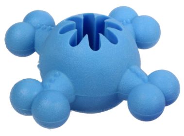Pet Life 'Quadra-Bone' TPR Treat Dispensing Durable Dog Toy (Color: BLUE)