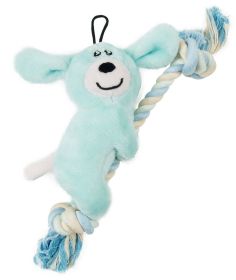 Pet Life 'Broom-Lick' Plush and Jute Rope Squeaking Newborn Cat and Dog Toy (Color: BLUE)