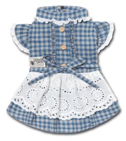 Touchdog 'I love Poochi' Classical Fashion Plaid Dog Dress (Color: BLUE, size: X-Small)