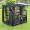 37' 42' 46' Heavy Duty Dog Cage Metal Pet Dog Crate 3 Doors Locks Design Kennel Playpen with 4 Lockable Wheels Removable Tray