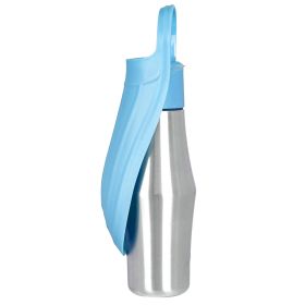 25OZ Portable Dog Water Bottle Foldable Stainless Steel Water Dispenser Leak-Proof Design for Dog Walking Traveling Hiking Outdoor Activities (Color: BLUE)