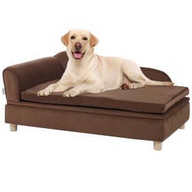 VEVOR Pet Sofa, Dog Couch for Large-Sized Dogs and Cats, Soft Velvety Dog Sofa Bed, 110 lbs Loading Cat Sofa (Color: Dark Brown)