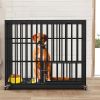 37' 42' 46' Heavy Duty Dog Cage Metal Pet Dog Crate 3 Doors Locks Design Kennel Playpen with 4 Lockable Wheels Removable Tray