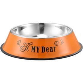 Stainless Steel Dog Bowl - Anti-Skid Base (colour: 16cm, size: Orange cartoon)