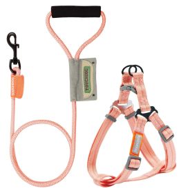 Touchdog 'Macaron' 2-in-1 Durable Nylon Dog Harness and Leash (Color: pink, size: SMALL)