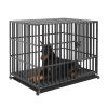 37' 42' 46' Heavy Duty Dog Cage Metal Pet Dog Crate 3 Doors Locks Design Kennel Playpen with 4 Lockable Wheels Removable Tray
