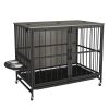 Modern Double-Door Kennel Dog Crate/House Furniture with Lift Panel & Removable Tray – For Dogs Up to 60 lbs